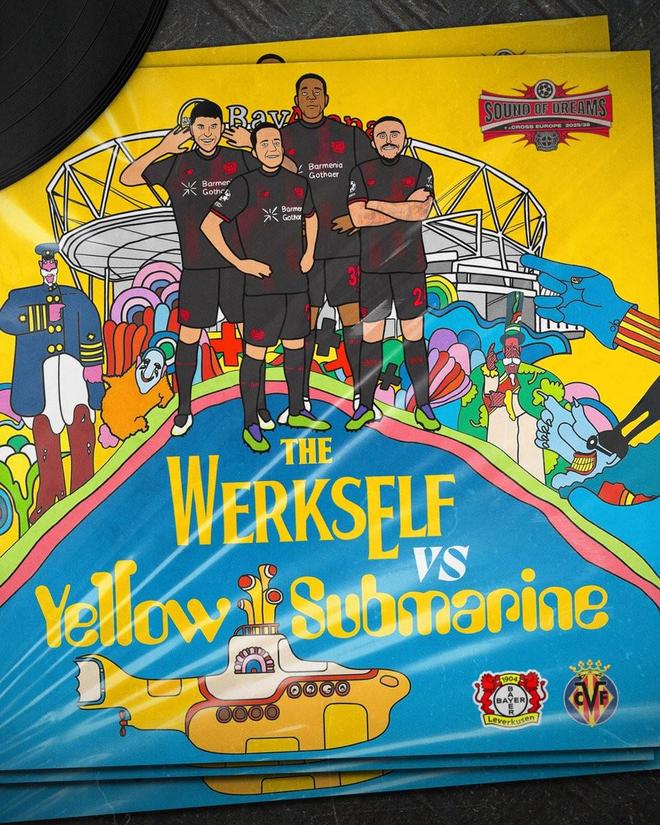 勒沃库森vs黄潜海报：致敬披头士《黄色潜水艇》封面