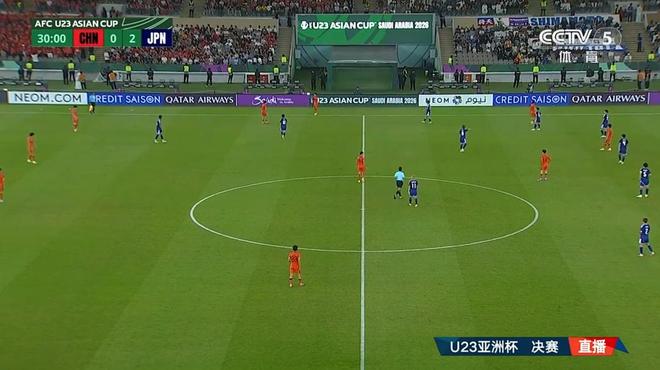 继续加油！U23国足，上半场0:2暂时落后