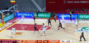 外线开炮！王奕博三分穿针 青岛打出14-4攻击波获得两位数领先
