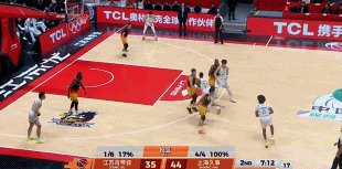 真就防不住！上海外援古德温连续三个回合冲筐上篮拿到分数