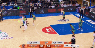 大将之风！庞峥麟冲击内线 转身晃开防守潇洒上篮打中