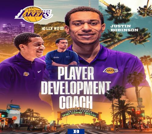 “海军上将”之子贾斯汀罗宾逊成湖人助教其与雷迪克都出自杜克