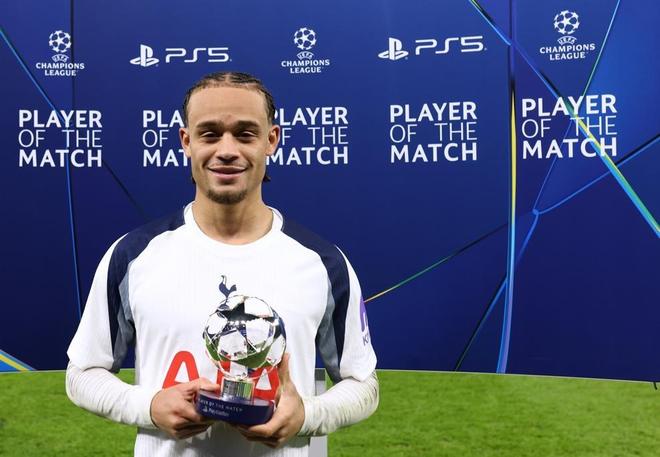 攻防均亮眼，哈维-西蒙斯当选热刺vs布拉格斯拉维亚全场最佳