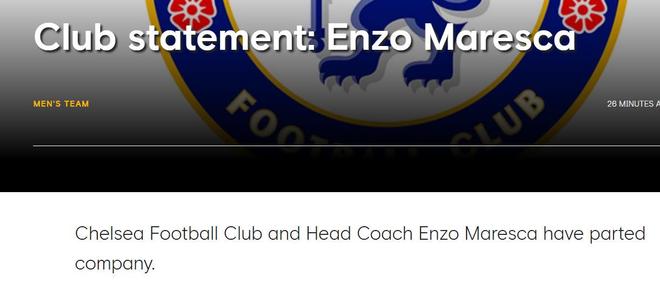 切尔西官方：马雷斯卡下课！