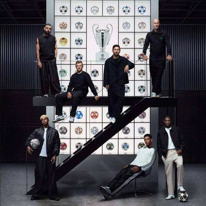 阿迪达斯发布与欧冠合作25周年纪念海报：梅西、贝林等人出镜