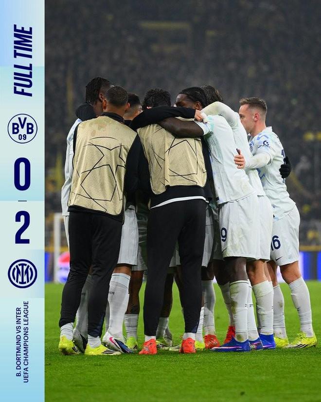 客场2-0击败多特，国米本赛季意甲和欧冠8战强队首次取胜