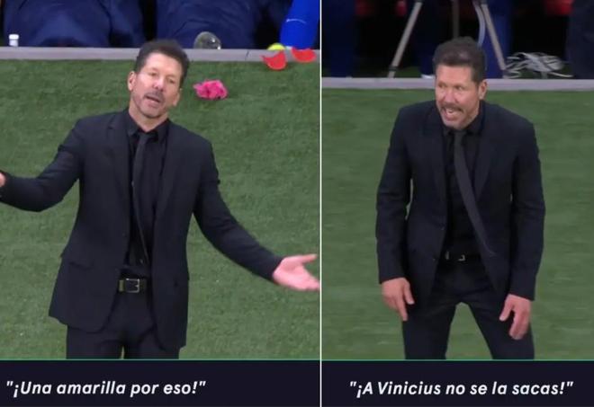 不满判罚，西蒙尼向裁判抗议：你不会给维尼修斯出牌的