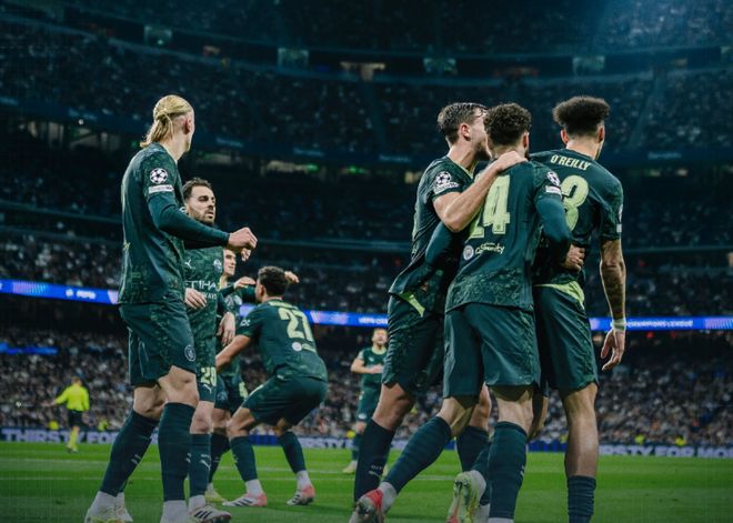 1:2！哈兰德追平C罗纪录，罗德里戈破球荒难救主，曼城攻陷伯纳乌