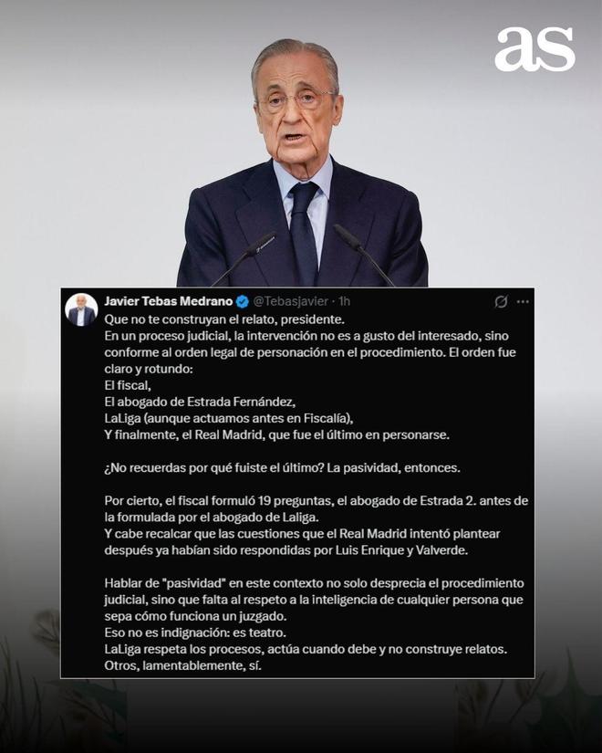 特瓦斯回应弗洛伦蒂诺：西甲尊重程序，不会人为编造故事