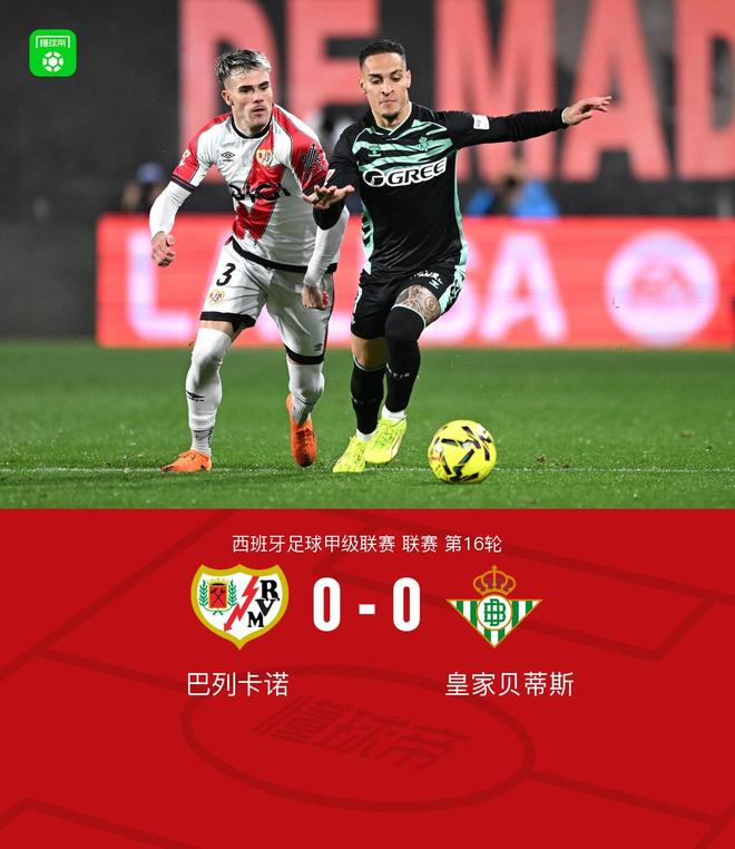 巴利卡诺0-0贝蒂斯，帕拉松中柱，略伦特、德弗鲁托斯伤退