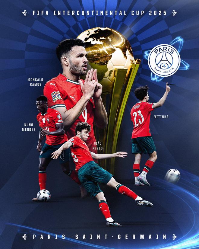 人生赢家，内维斯、维蒂尼亚、门德斯和拉莫斯今年斩获7冠