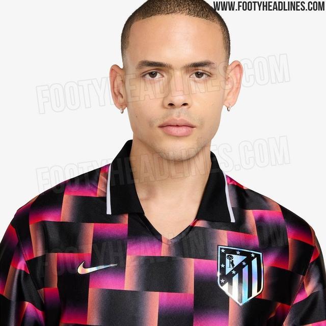 马竞26-27赛季复古球衣谍照曝光，主色调为粉黑整体炫目夺人