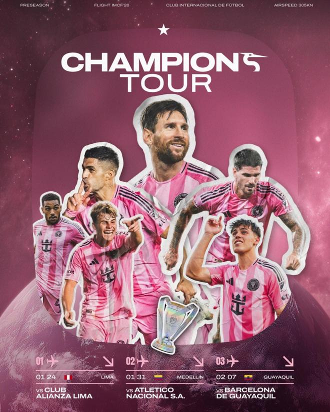 迈阿密国际公布季前赛赛程：将前往秘鲁、哥伦比亚与厄瓜多尔