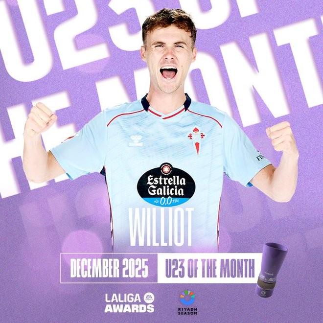 3场3球,塞尔塔前锋斯韦德贝里当选西甲12月最佳U23球员 3场3球,塞尔塔前锋斯韦德贝里当选西甲12月最佳U23球员