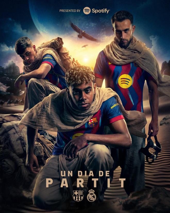 巴萨发布国家德比预热海报，亚马尔、佩德里及埃里克出镜