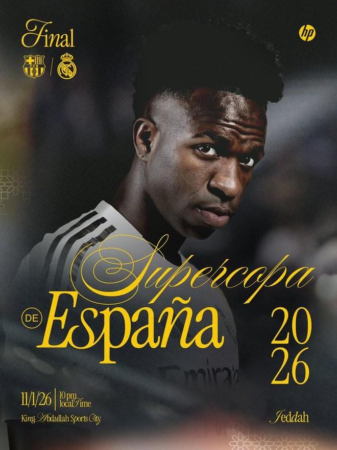 皇马发布西超杯决赛国家德比预热海报：维尼修斯单人出镜