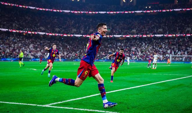 莱万对阵皇马已打入12球，本世纪仅次于梅西