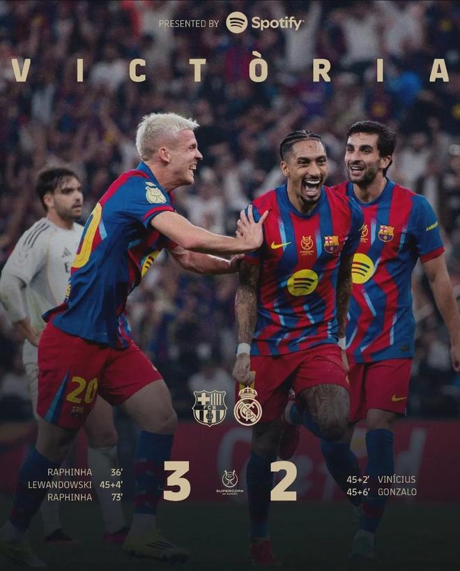 3-2绝杀皇马！巴萨携亚马尔登基西超，姆巴佩再成背景板！