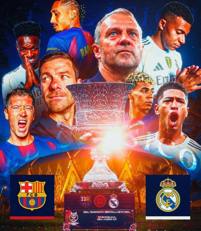 西超杯国家德比首发身价对比：巴萨8.09亿欧，皇马8.08亿欧