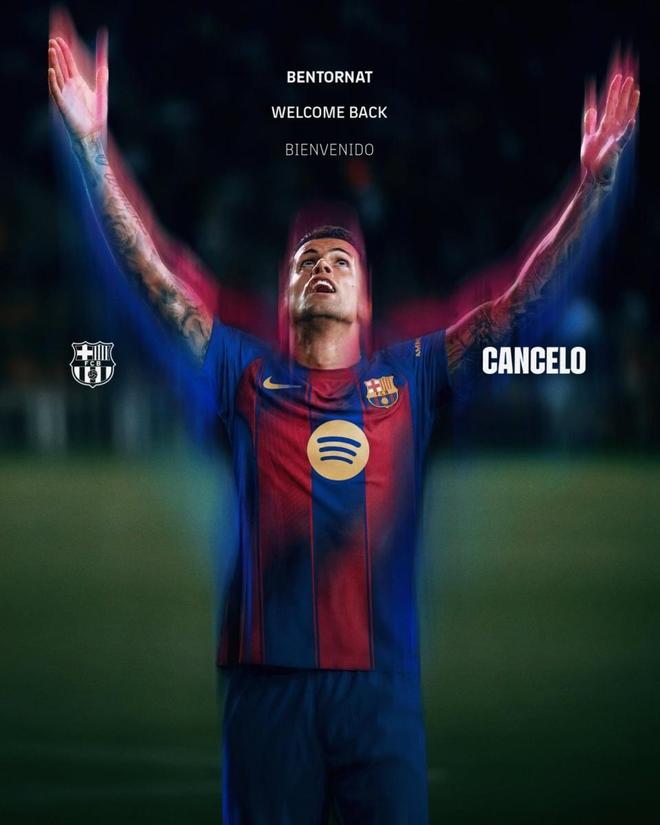 巴萨官宣冬窗首签！31岁飞翼时隔1年半回归 400万租半赛季+穿2号