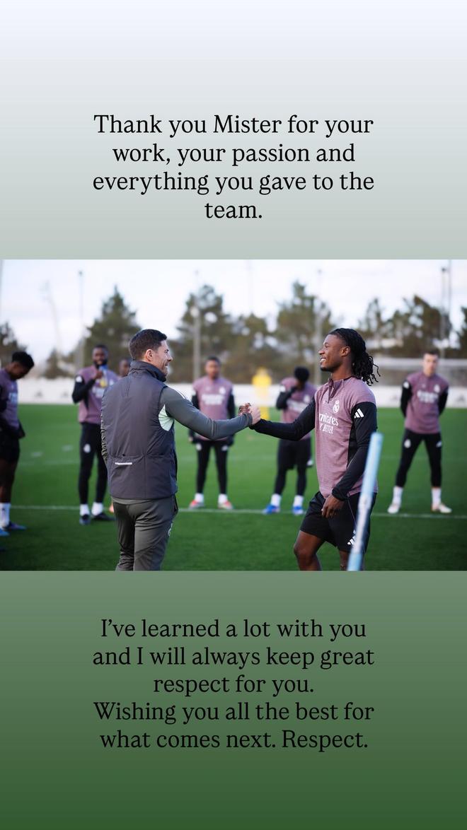 卡马文加告别阿隆索：我在你身上学到很多东西，会永远尊重你