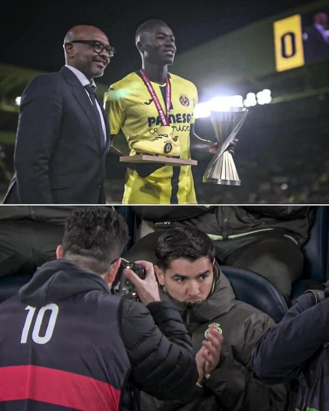 黄潜主场庆祝盖伊非洲杯夺冠，镜头对准在替补席鼓掌的迪亚斯