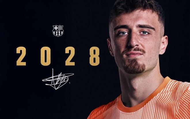 官方：巴萨与18岁门将埃德-阿耶续约至2028年