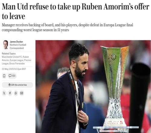 电讯报：曼联高层仍全力支持阿莫林，夏窗大力重建&听取任何报价