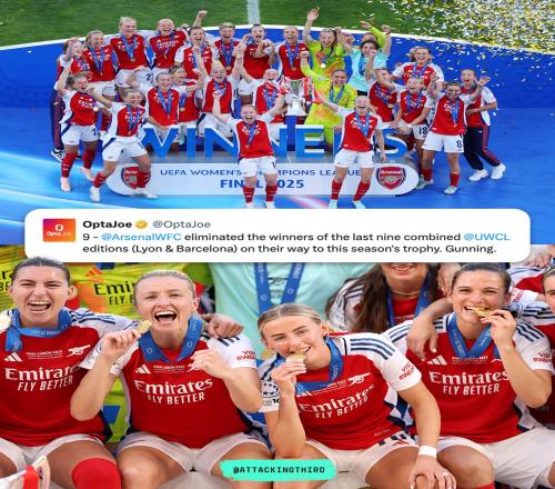 妥妥含金量！阿森纳女足连克里昂+巴萨，两队包揽近9赛季欧冠冠军
