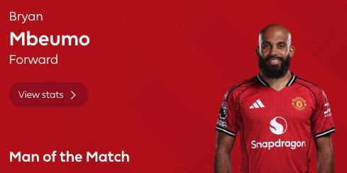 梅开二度，姆伯莫当选曼联vs布莱顿全场最佳球员