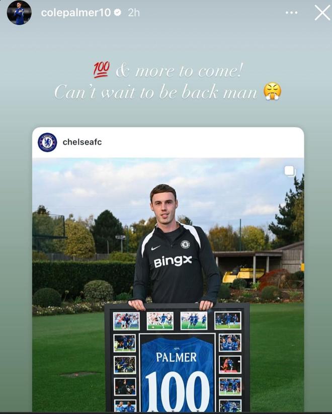 达成蓝军100场里程碑，帕尔默：还会有更多，等不及要回归了