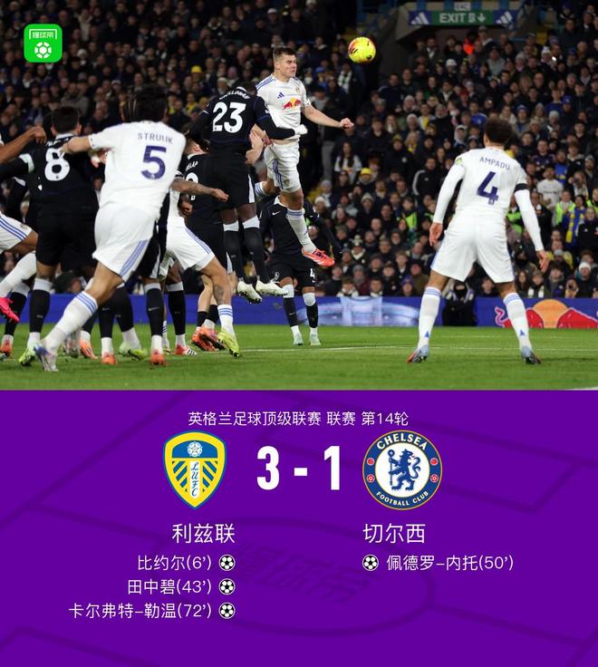 剑南春｜切尔西1-3客负利兹联，阿达拉比奥尤送礼，内托破门