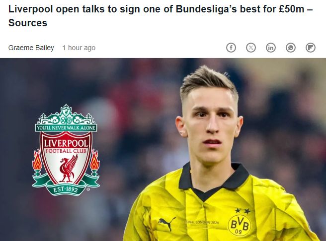 接班范戴克！曝利物浦求购德国主力中卫 多特开价5000万镑