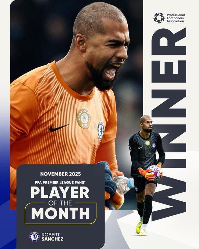 4场仅丢1球，桑切斯当选PFA英超球迷评选的11月最佳球员