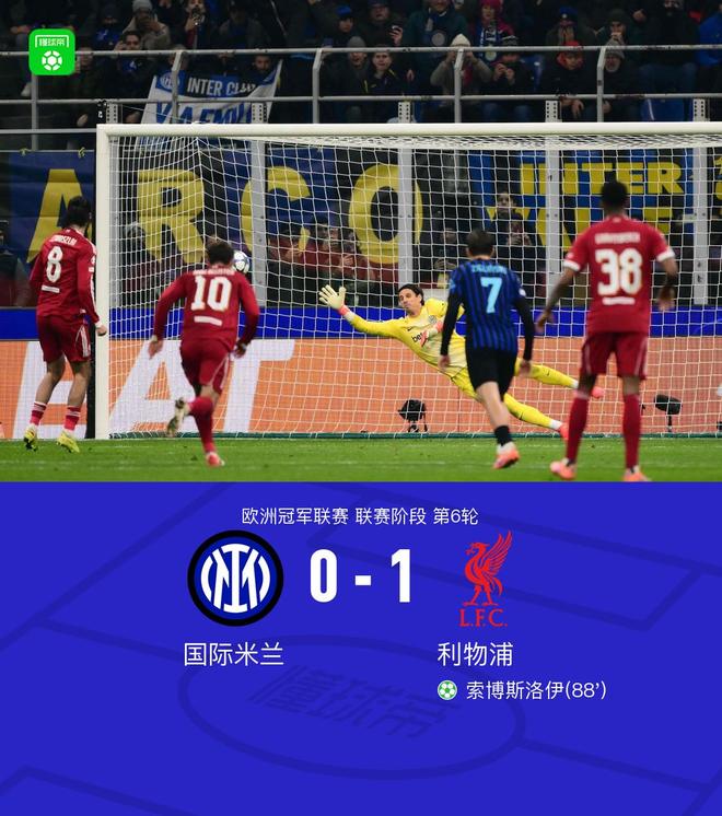 利物浦1-0国米，索博斯洛伊点射，科纳特破门被吹