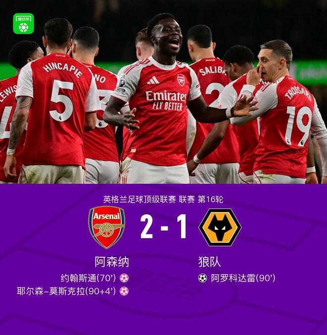 剑南春｜阿森纳2-1送狼队十连败，萨卡两造乌龙，本-怀特伤退