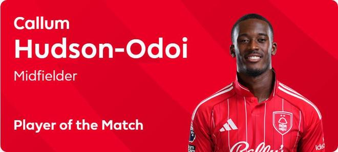 两射一传，奥多伊当选森林vs热刺英超官方全场最佳球员