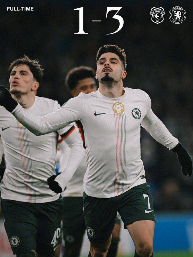 联赛杯切尔西3比1卡迪夫城进四强，替补双核建功，加纳乔延续强势