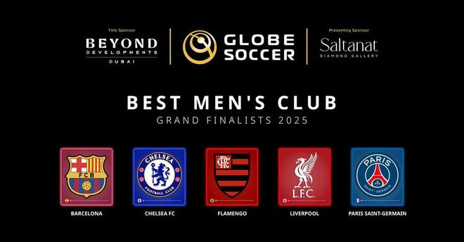 环足奖最佳男足俱乐部最终候选：巴黎、巴萨、蓝军、红军在列