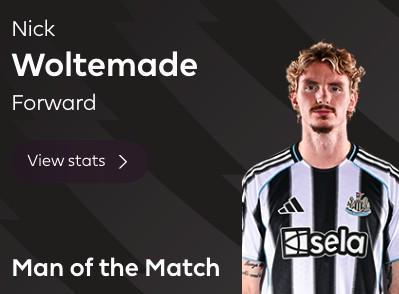 半场双响，沃尔特马德当选纽卡vs切尔西全场最佳球员