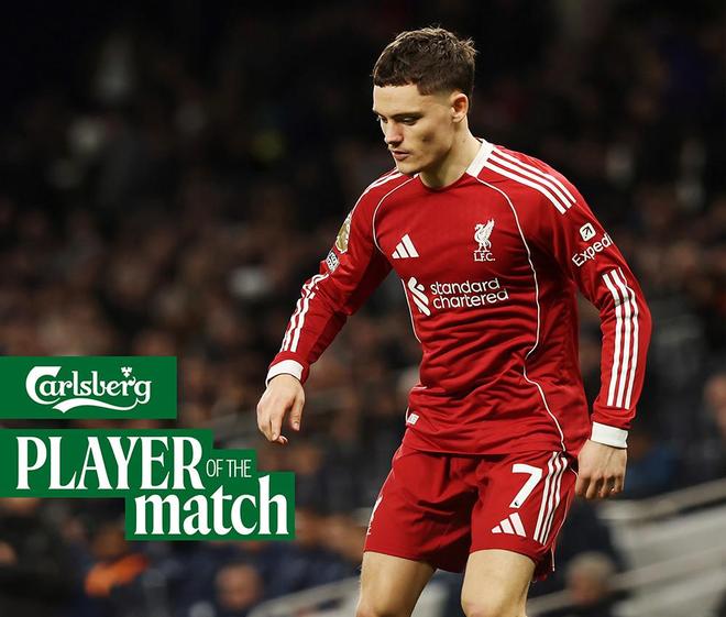 送出首次英超助攻，维尔茨当选与热刺一役利物浦队内最佳球员