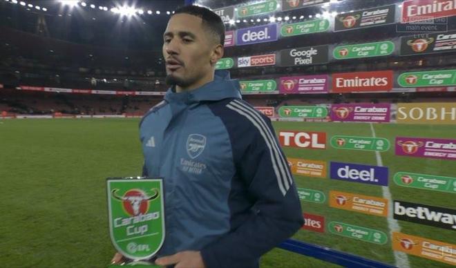 后防核心，萨利巴当选阿森纳vs水晶宫全场最佳球员