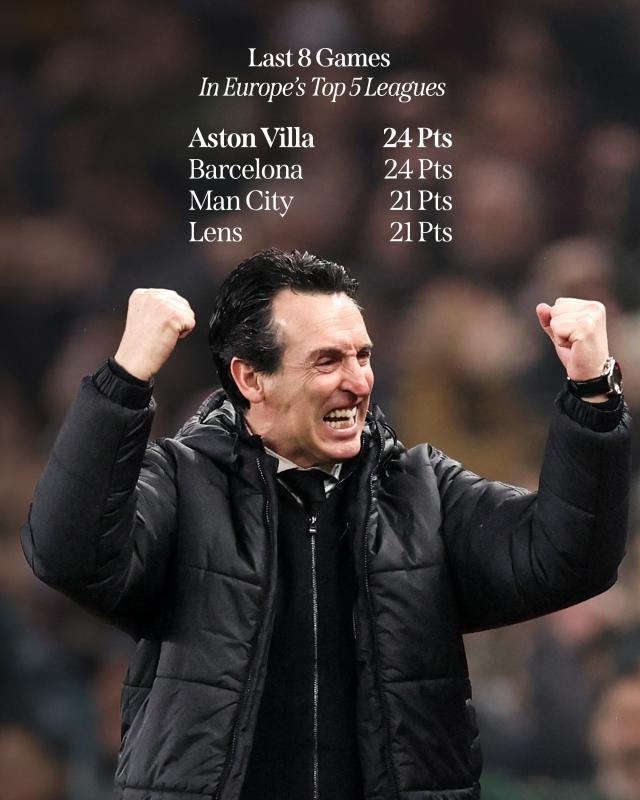 维拉英超8连胜紧咬阿森纳！埃梅里的维拉直奔争冠？