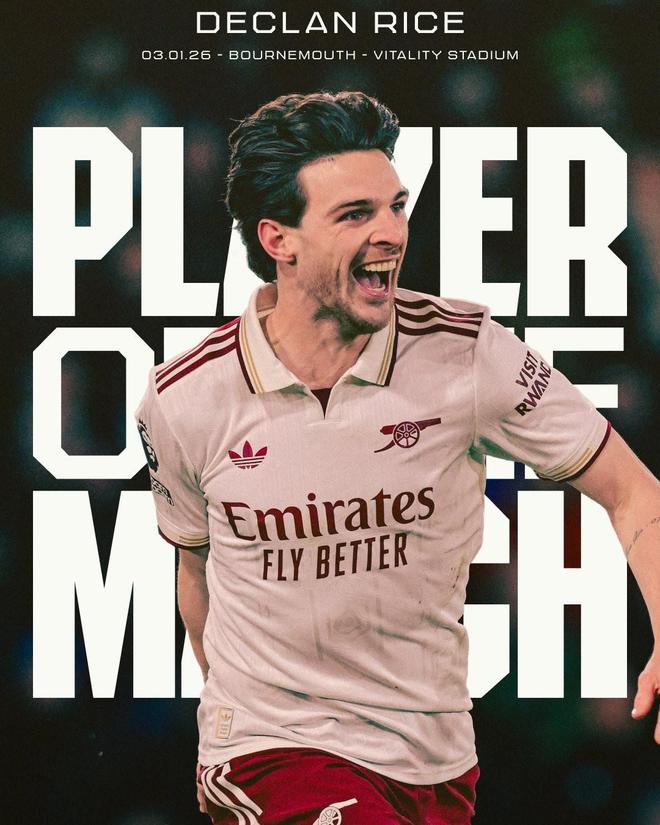 阿森纳官方：赖斯当选为与伯恩茅斯一役队内最佳球员