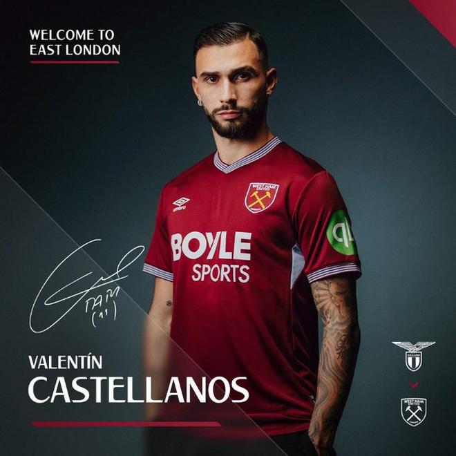 官方：西汉姆联签下卡斯特利亚诺斯；据悉转会费2900万欧