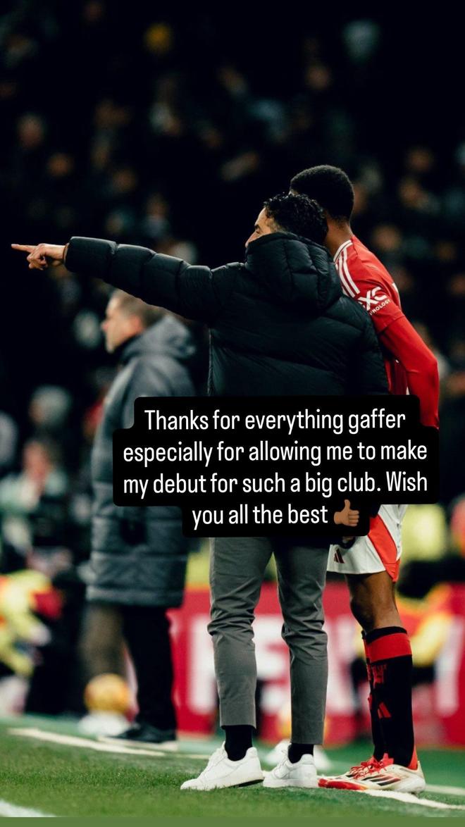 奥比-马丁告别阿莫林：感谢你让我完成曼联首秀，祝一切顺利