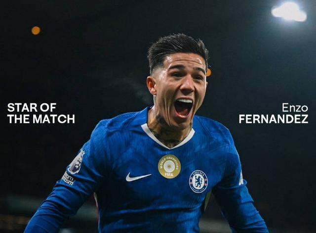 打进绝平进球，恩佐当选与曼城一役切尔西队内最佳球员
