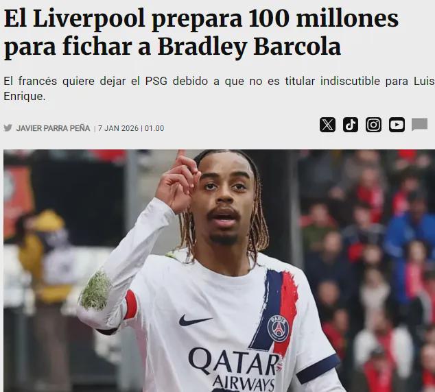 报价1个亿！利物浦求购巴黎23岁妖刀 上赛季独造41球