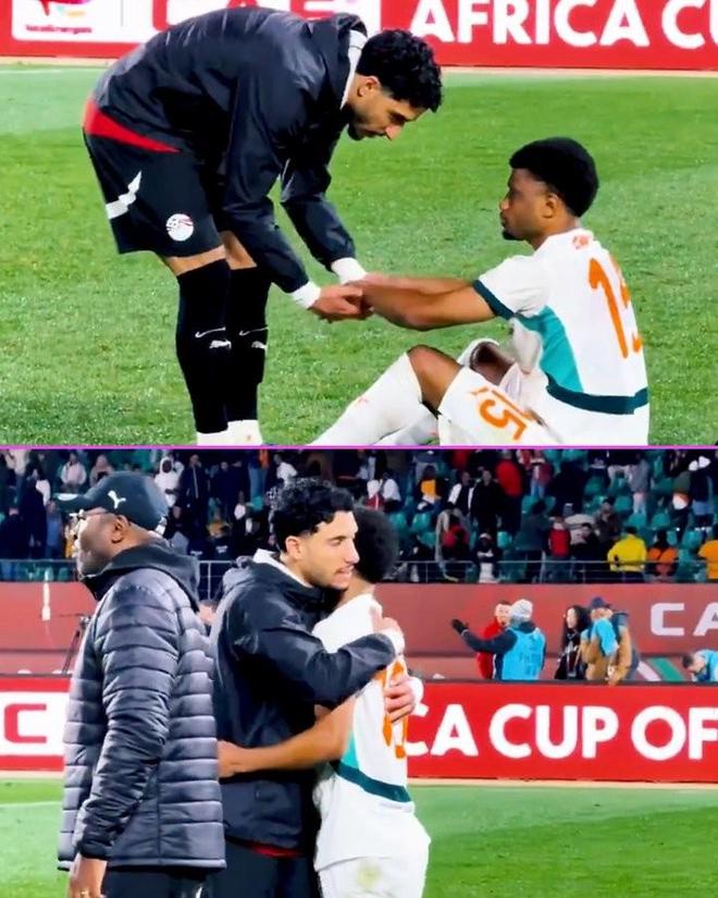 埃及淘汰科特迪瓦后，马尔穆什最先找到阿马德并送上安慰