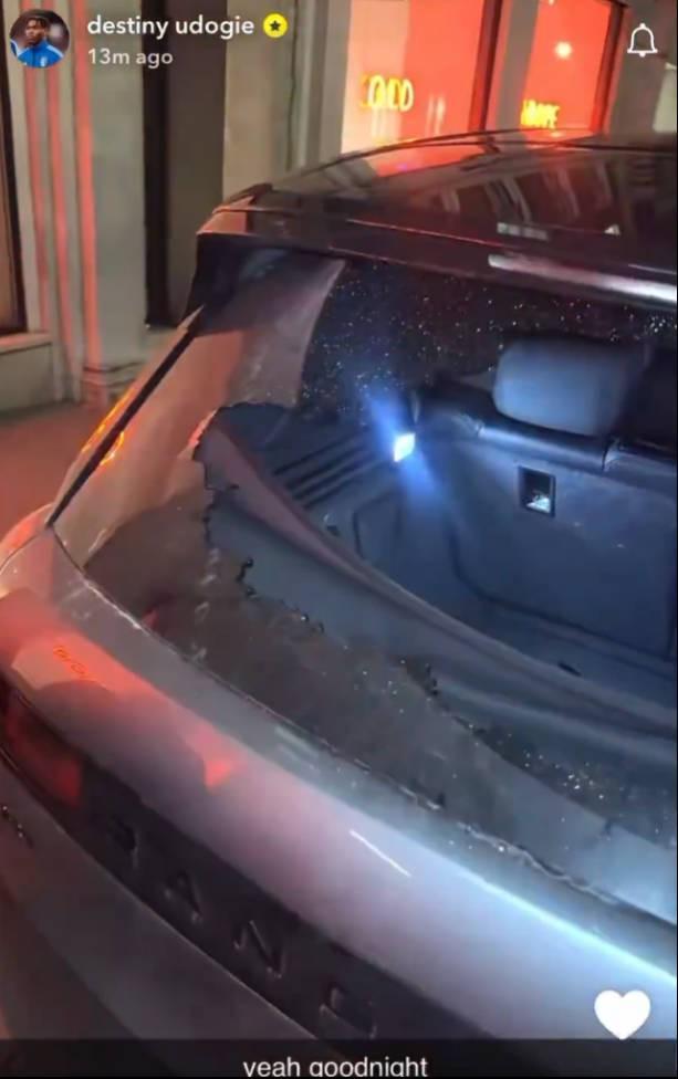 祸不单行，热刺不敌西汉姆联后乌多基的车后窗玻璃被砸碎